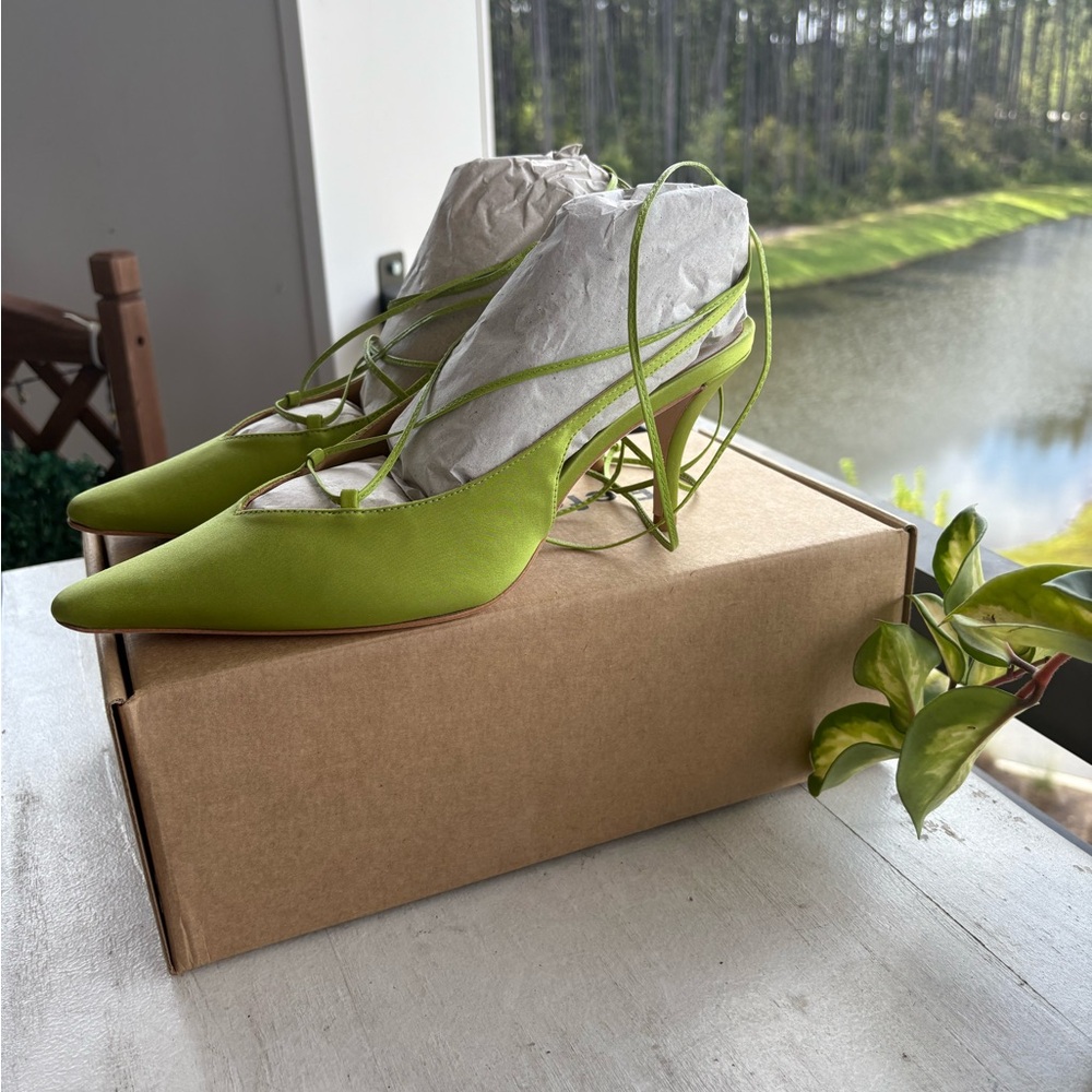 Reformation Lime Lace-Up Heels